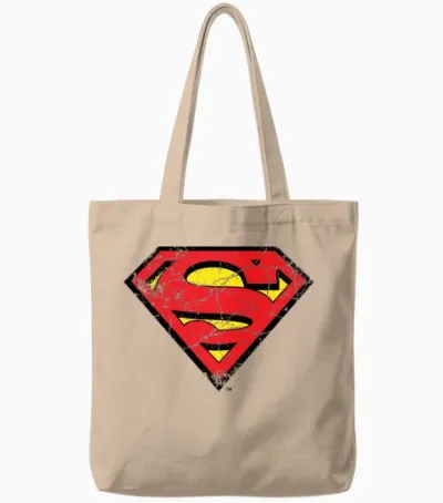 Superman S-Shield Logo Vintage Tote Bags - Natural