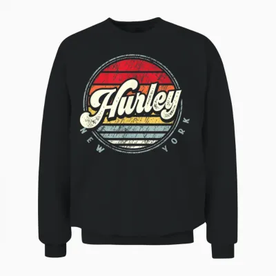 Retro Hurley Home State Cool 70s Style Sunset Unisex Sweatshirt - Black