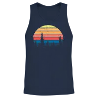 Retro Vintage Pine Trees Unisex Tank Top - Navy – 2