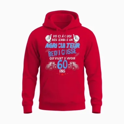 Farmer Quadra Beau Gosse Et Classe at the Wheel of the Tract Unisex Hoodie - Red
