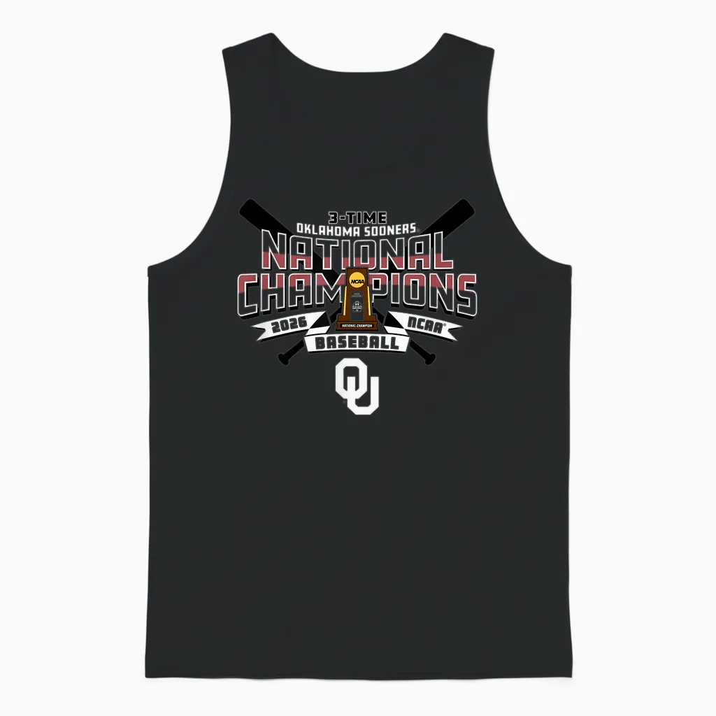 Oklahoma Sooners National Champs 2026 Baseball Cws Trophy Unisex Tank Top in Black