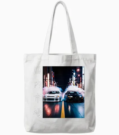 Zwei Jdm Drift Race Cars Japan Domestic Market (backprint) Tote Bags - White