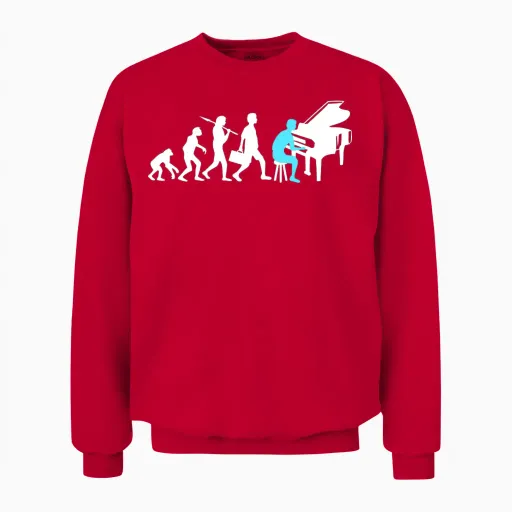 Evolution of Grand Piano Classical Music Pianist Unisex Sweatshirt in Red