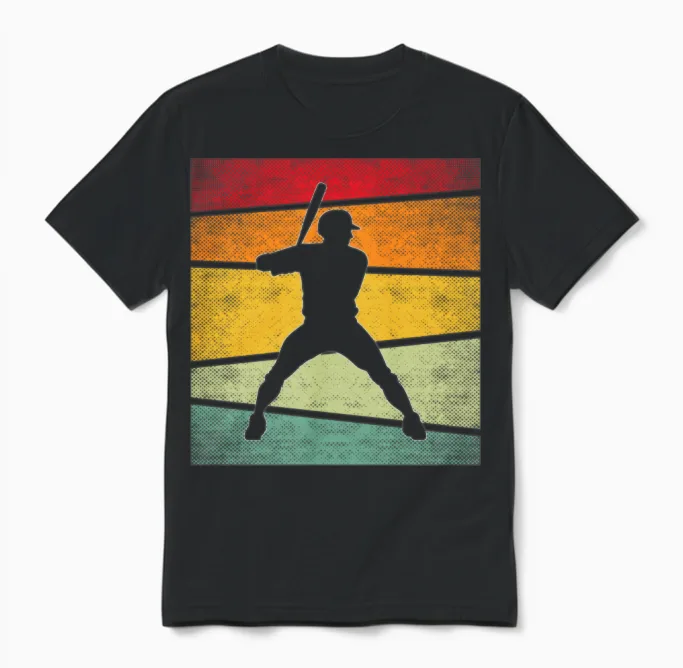 Baseball Retro & Softball Unisex T-Shirt in Black