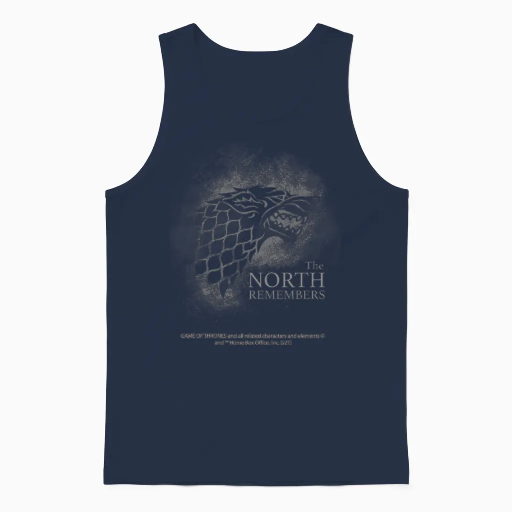 Game of Thrones the North Remembers Quote Unisex Tank Top in Navy