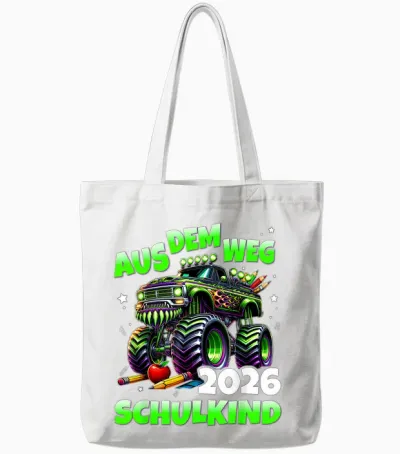 Aus Dem Weg Schulkind 2026 Monstertruck Einschulung Tote Bags - White