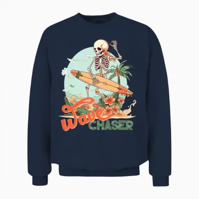 Retro Surfing Skeleton Unisex Sweatshirt - Navy