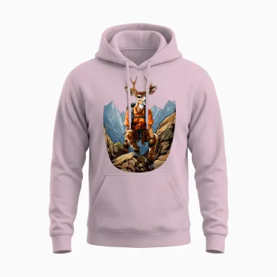 Deer Mountaineering / Hiking Deer Unisex Hoodie - Light Pink