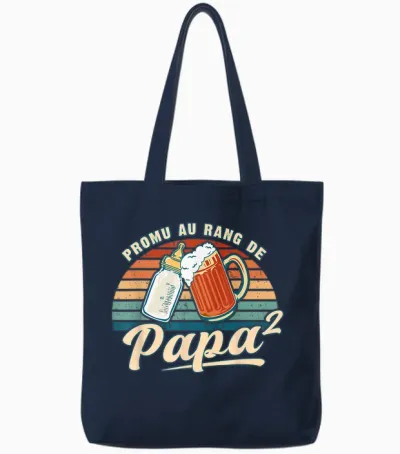 Promoted Dad 2 Child Announcement Pregnancy Future Dad Tote Bags - Navy