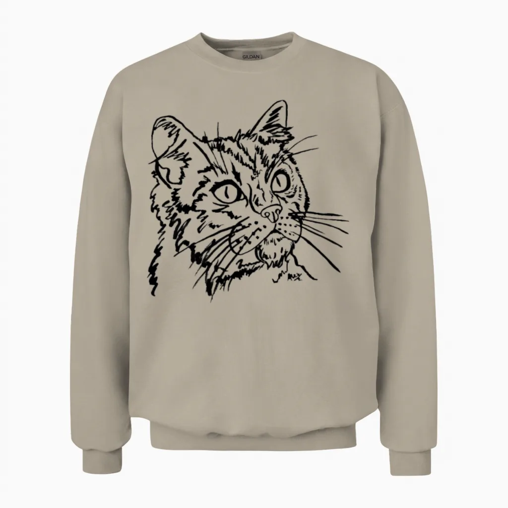 Cat Face - Lovers Unisex Sweatshirt in Sand