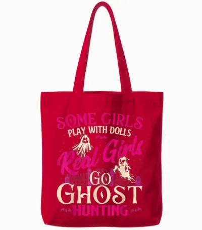 Real Girls Go Ghost Hunting - Ghosts Paranormal Researcher Tote Bags - Red