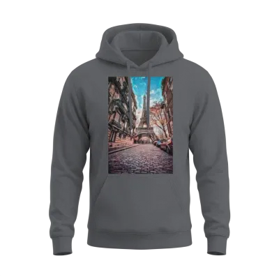 Vintage Eiffel Tower -Paris Painting France Lover Unisex Hoodie - Charcoal