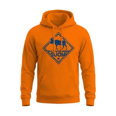 Elk Moose Suomi Finland Finnish Language Unisex Hoodie - Safety Orange