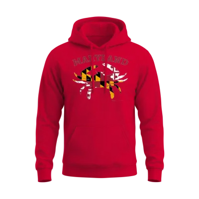 Maryland State Blue Crab Unisex Hoodie - Red