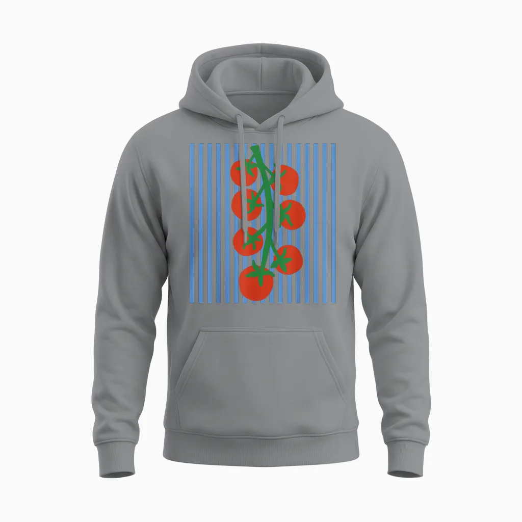 Tomaten Mit Blauen Streifen Pomodoro Tomatenmädchen Sommer Unisex Hoodie in Sport Grey