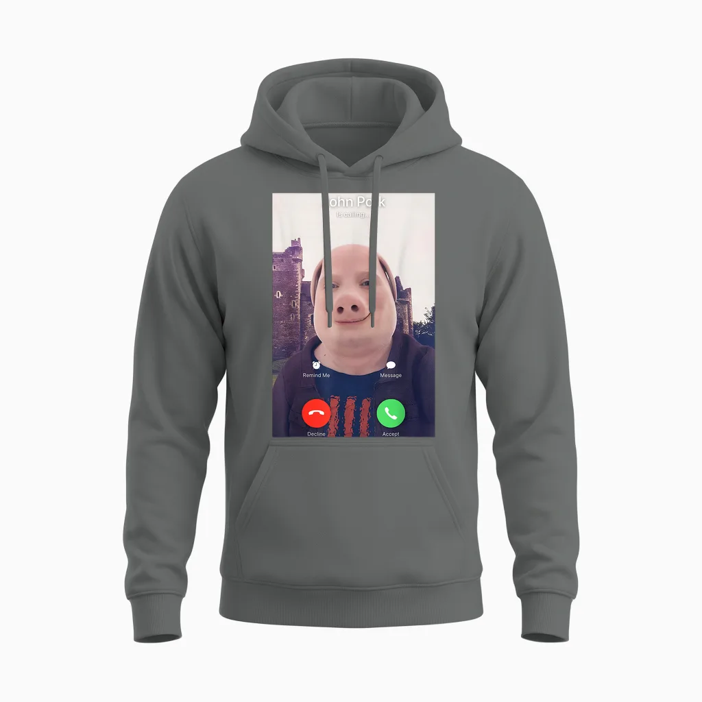 John Pork Is Calling Unisex Hoodie in Graphite Heather
