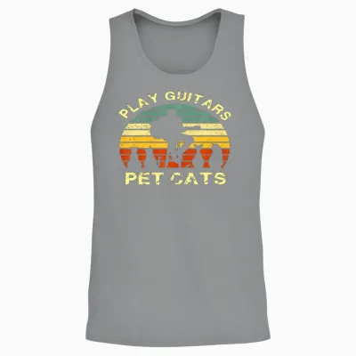 Guitarist Animal Pet Cat- Play Guitars Pet Cats Unisex Tank Top - Sport Grey