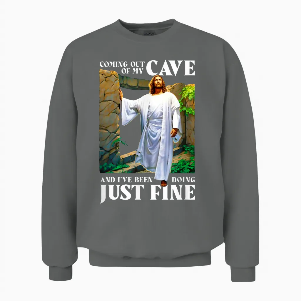 Jesus Kommt Aus Meiner Höhle Und Mir Geht Es Gut Unisex Sweatshirt in Graphite Heather