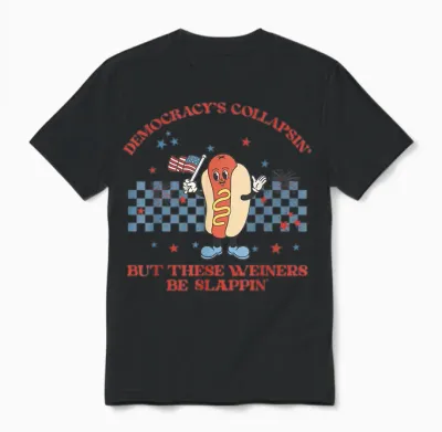 Funny Hot Dog Democracy's Collapsing 4th July Protest Trump Unisex T-Shirt - Black