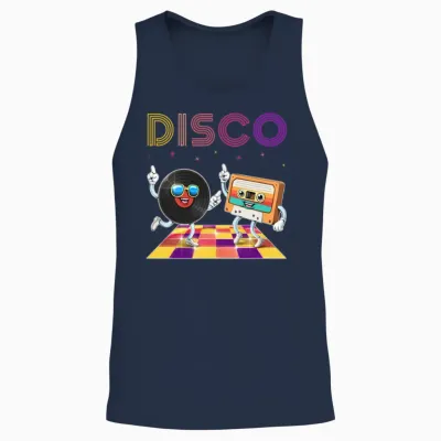 Retro Disco Dance Party Unisex Tank Top - Navy