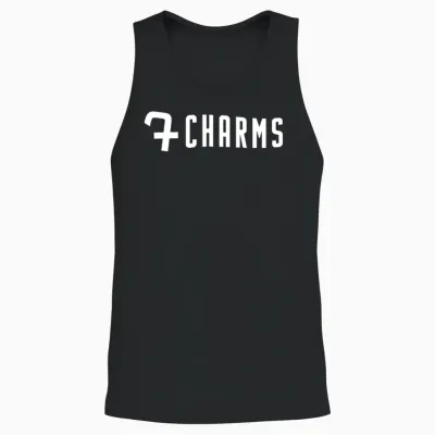 7charms Logo Mono White Unisex Tank Top - Black