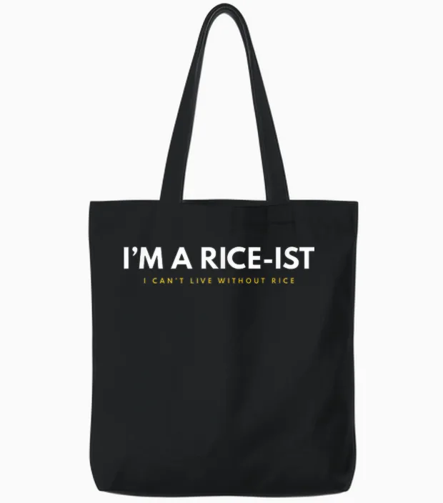 I'm a Rice-Ist Rice Funny Filipino T-Shirt Small Tote Bags in Black
