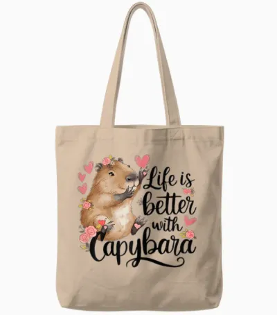 Cute Baby Capibara Rodent Animal Capybara for Kids Girls T-Shirt, White Tote Bags - Natural