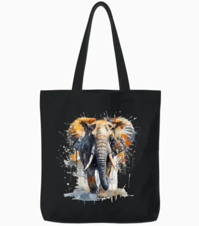 @n!mal - Tier Zoo Elefant T-Shirt, Unisex-Kinder, Weiß, S Tote Bags - Black