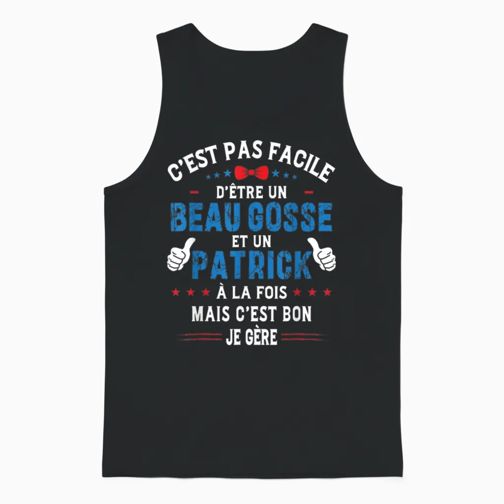 Funny Christmas Gift for Men Handsome Kid Patrick Humor T-Shirt, Black, S Unisex Tank Top in Black