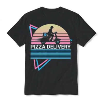 Pizza Delivery Retro Unisex T-Shirt - Black