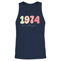 Birthday 1974 Vintage Unisex Tank Top - Navy – 2