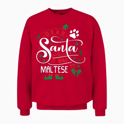 Maltese Dog Christmas Dog Breed Unisex Sweatshirt - Red