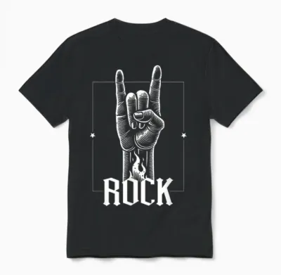 Rock Horns, Rock and Metal Fans, Men, Women and Kids Rock Star Unisex T-Shirt - Black