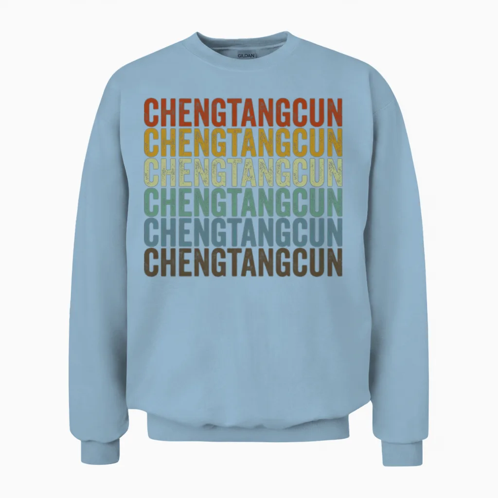 Chengtangcun China Retro Vintage Unisex Sweatshirt - Light Blue