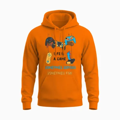 Life Is a Game, Somtimes Serious, Somtimes Fun Unisex Hoodie - Safety Orange