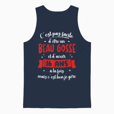 16 Years Birthday Gift Boy Beautiful Kid Gift Idea T-Shirt, Black Unisex Tank Top - Navy