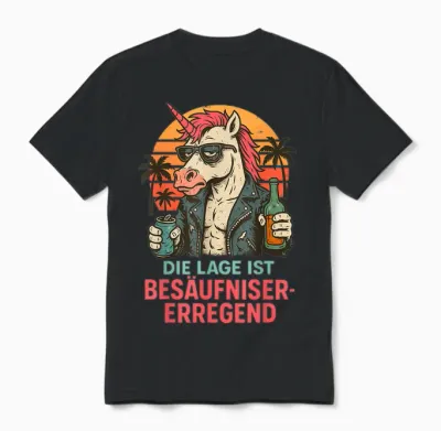 Lustige Party Gadgets Die Lage Ist Besäufniserregend Einhorn Unisex T-Shirt - Black