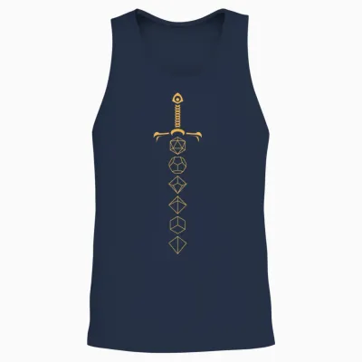 Dice Sword Vintage Retro Tabletop Rpg Role Play Game Unisex Tank Top - Navy