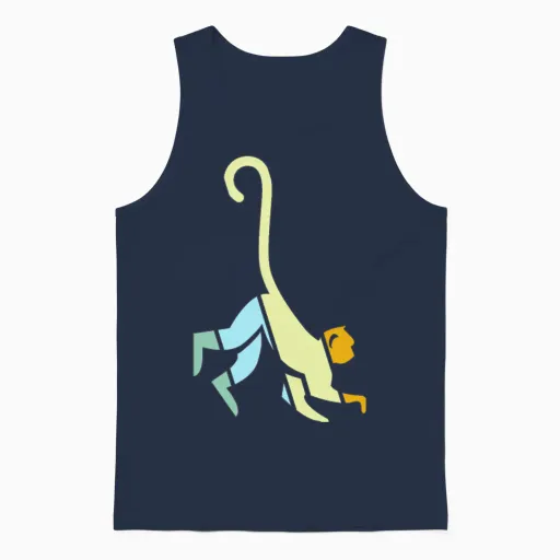 Monkey Retro Unisex Tank Top - Navy
