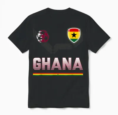 Ghana Fußball-Fan-Trikot Ghanaian Flagge Fußballliebhaber Unisex T-Shirt - Black