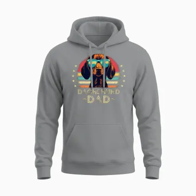 Dachshund with Sunglasses Retro Unisex Hoodie - Sport Grey