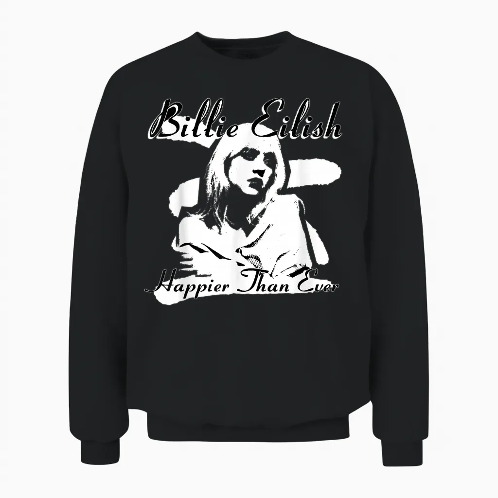 Official Billie Eilish Happier Than Ever Black Unisex Sweatshirt in Black
