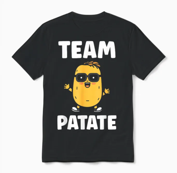 Funny Little Potato Quote Team Potato T-Shirt, Black, S Unisex T-Shirt in Black