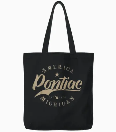 Pontiac Mi Michigan T-Shirt, Black Tote Bags - Black