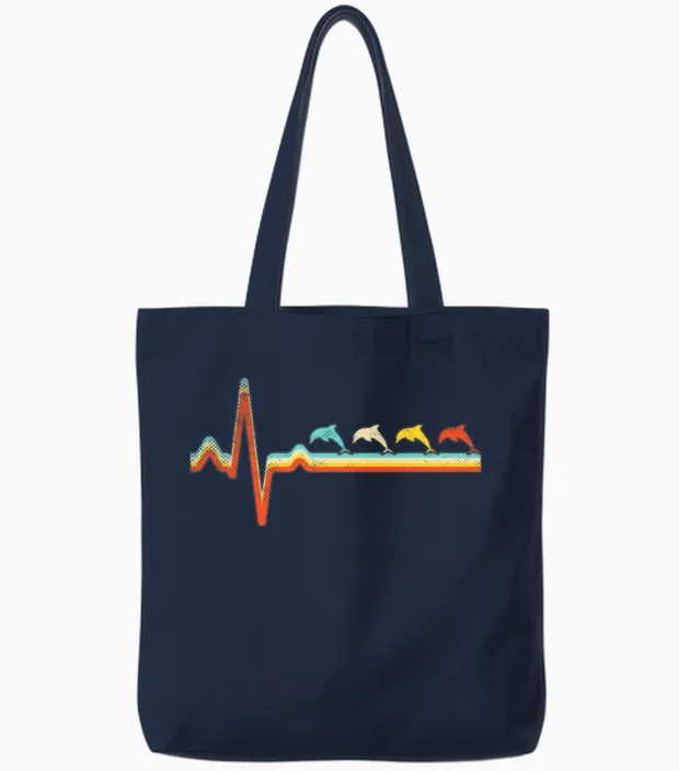 Dolphin Retro Tote Bags in Navy