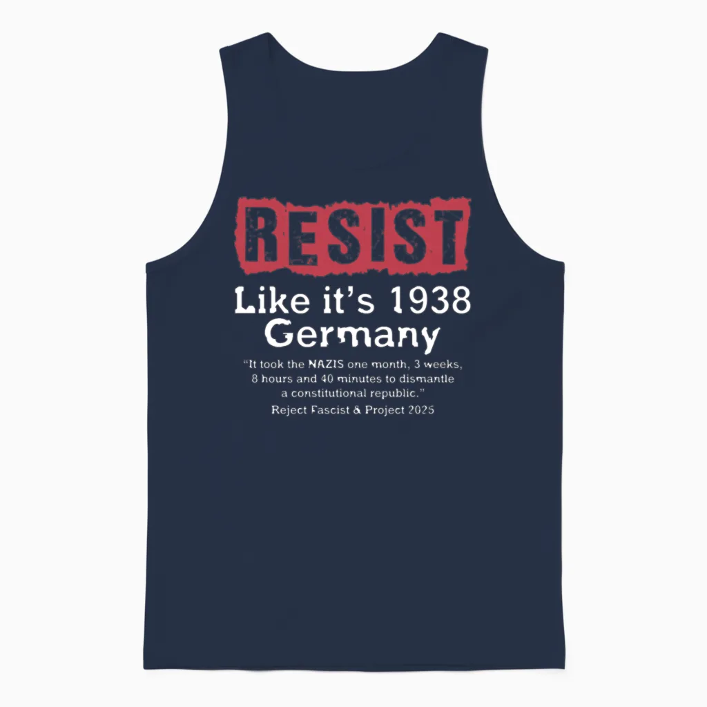 Resist Like It's 1938 Germany Unisex Tank Top in Navy