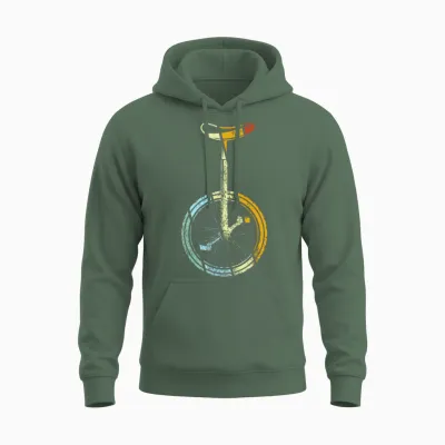 Unicycle Retro Unisex Hoodie - Military Green