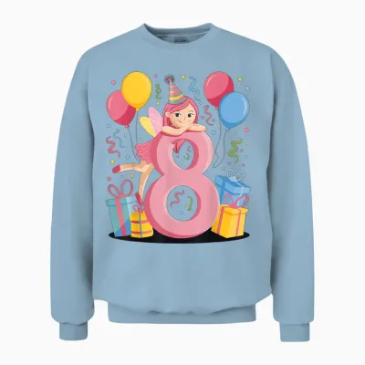 Fée 8e Anniversaire Garçon Fille 8 Ans Huitième Huit Fée Unisex Sweatshirt - Light Blue