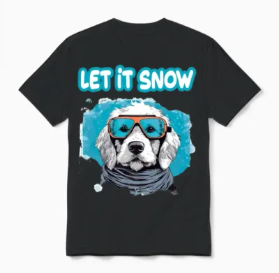 Dog with Ski Goggles Snow Snowfall for a Dog Unisex T-Shirt - Black