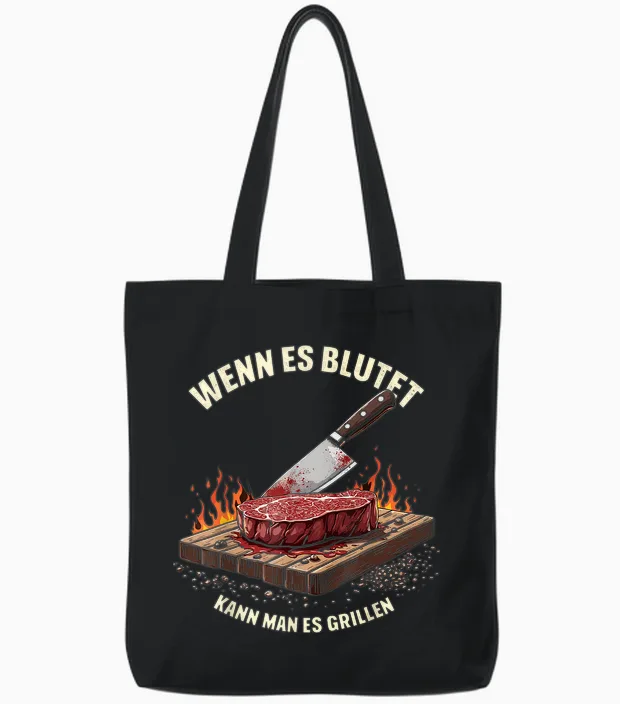 Wenn Es Blutet, Kann Man Grillen Bbq Spaß Tote Bags in Black